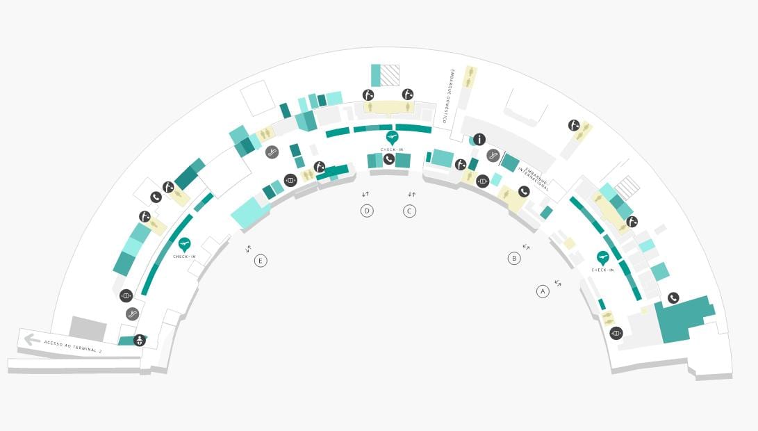 Mappa di aeroporto Galeão Terminal 1 Livello 1