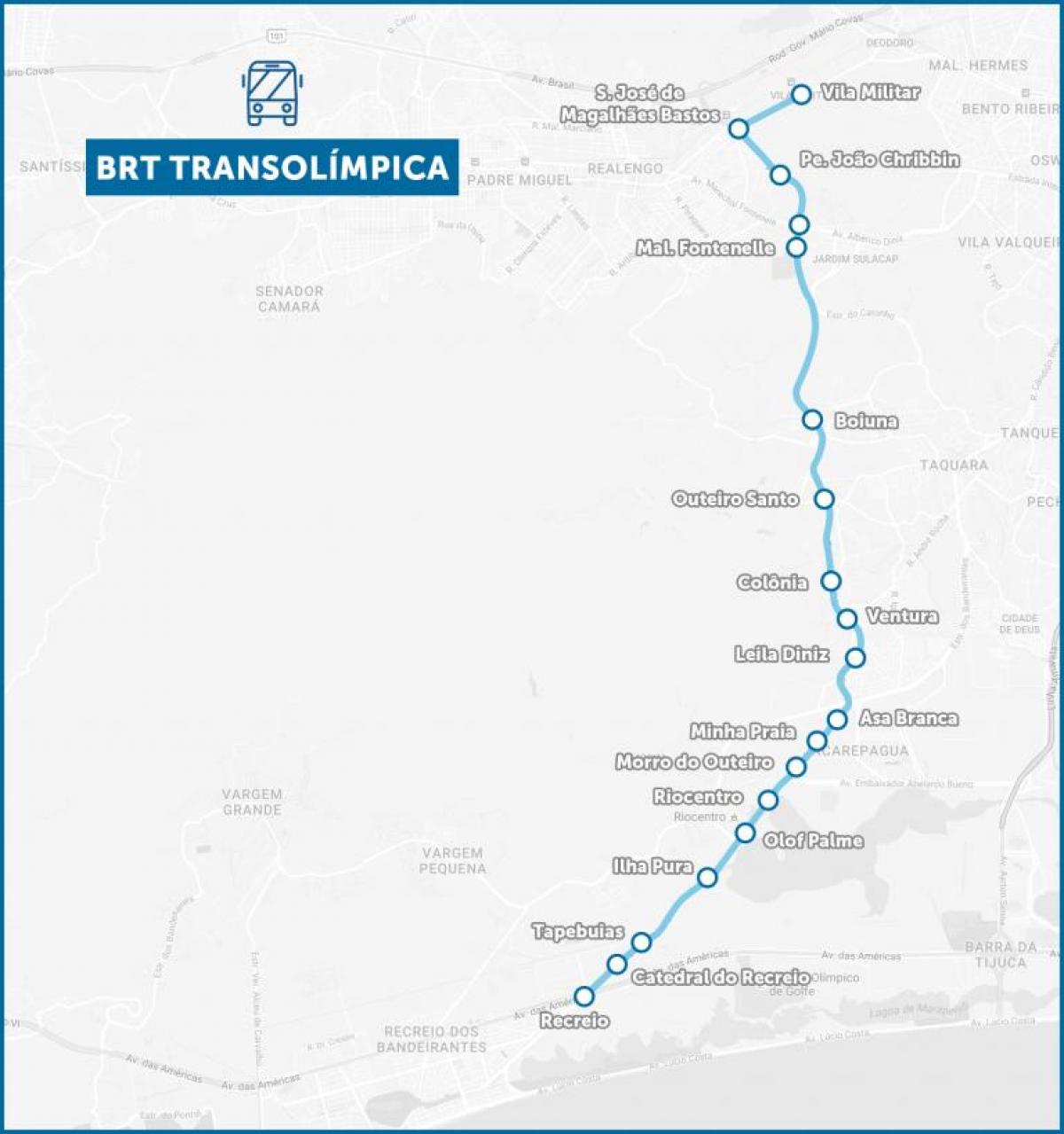 Mappa di BRT TransOlimpica