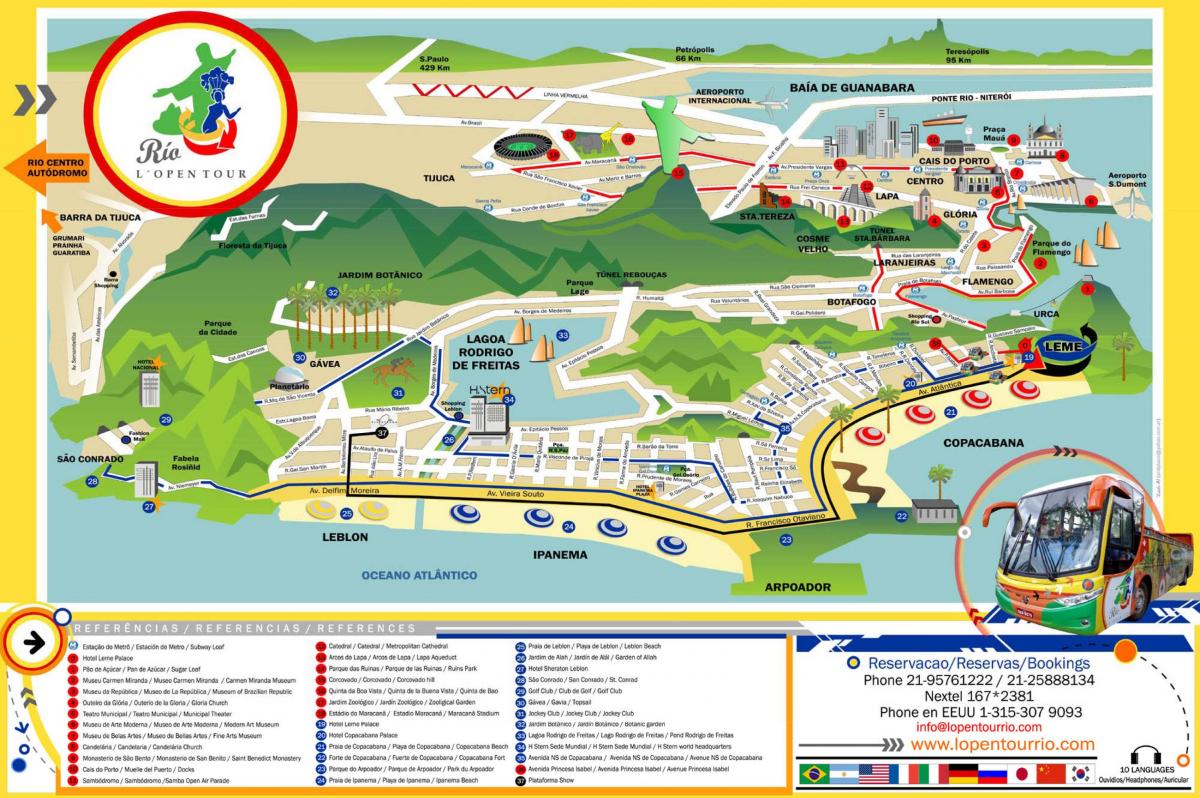 Mappa di Bus Turistico di Rio de Janeiro