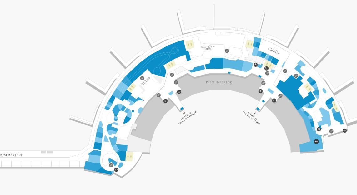 Mappa di aeroporto Galeão Terminal 2 Livello 1