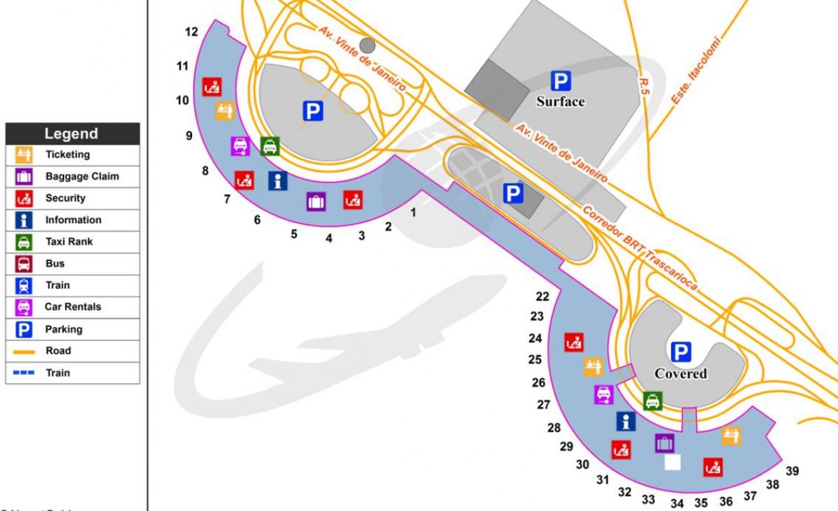 Mappa di aeroporto Internazionale di Rio de Janeiro