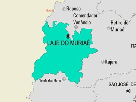 Mappa di Laje fare Muriaé comune