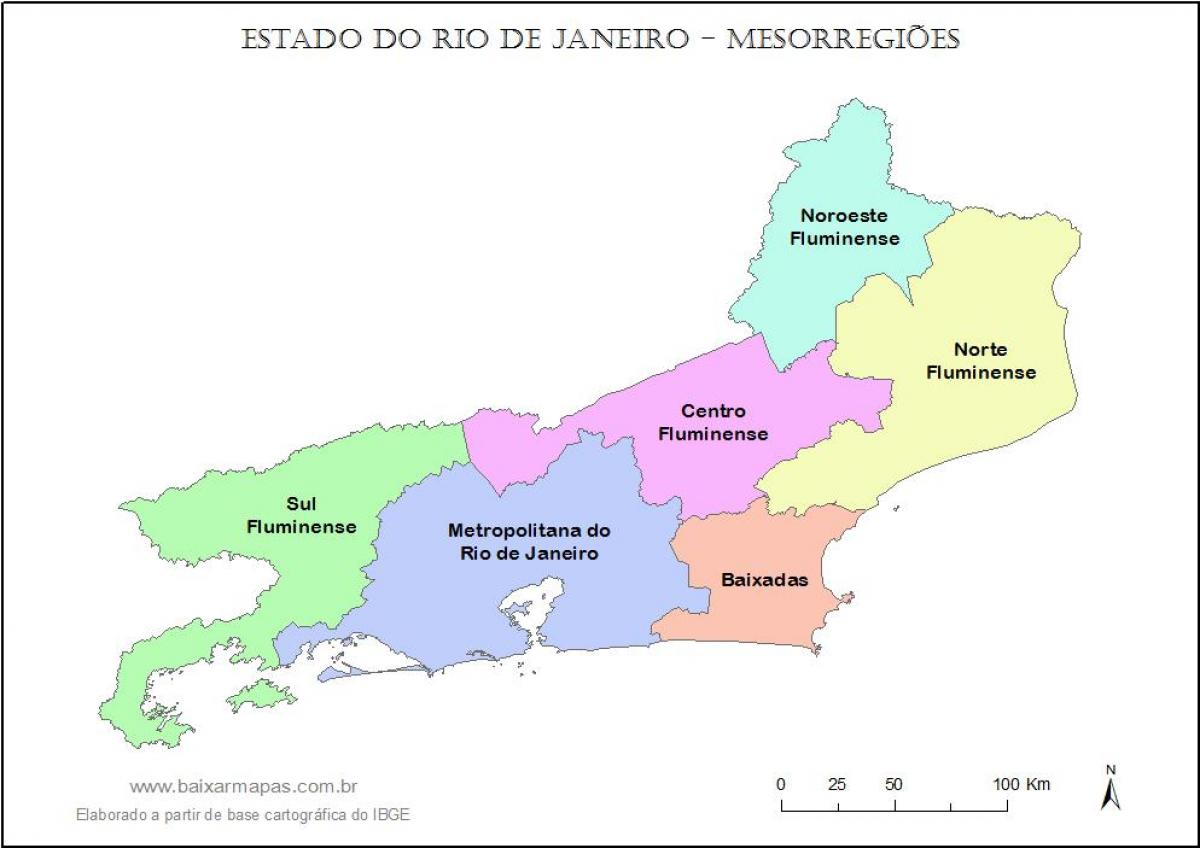 Mappa di mesoregions Rio de Janeiro