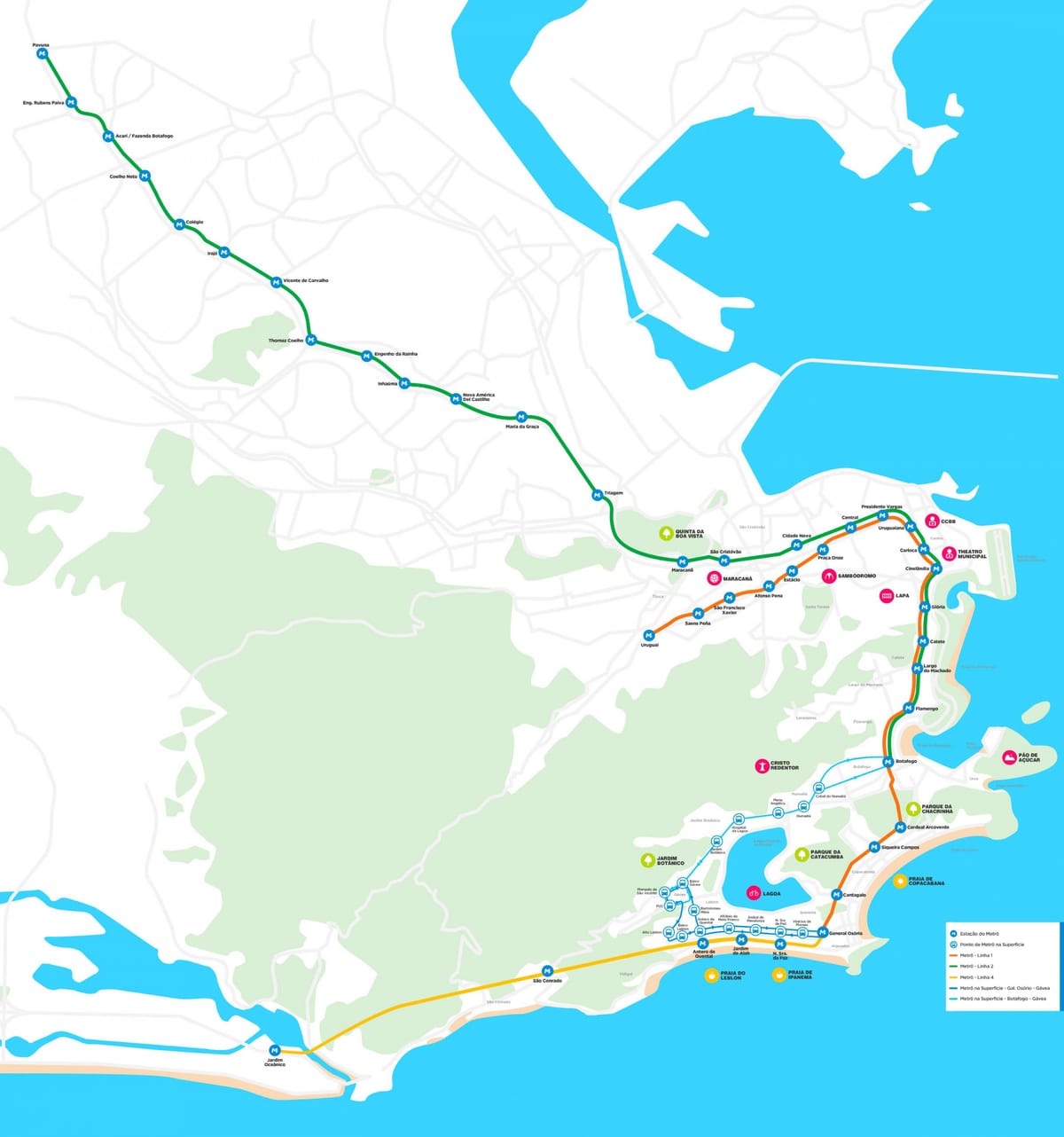 Mappa di metropolitana di Rio de Janeiro