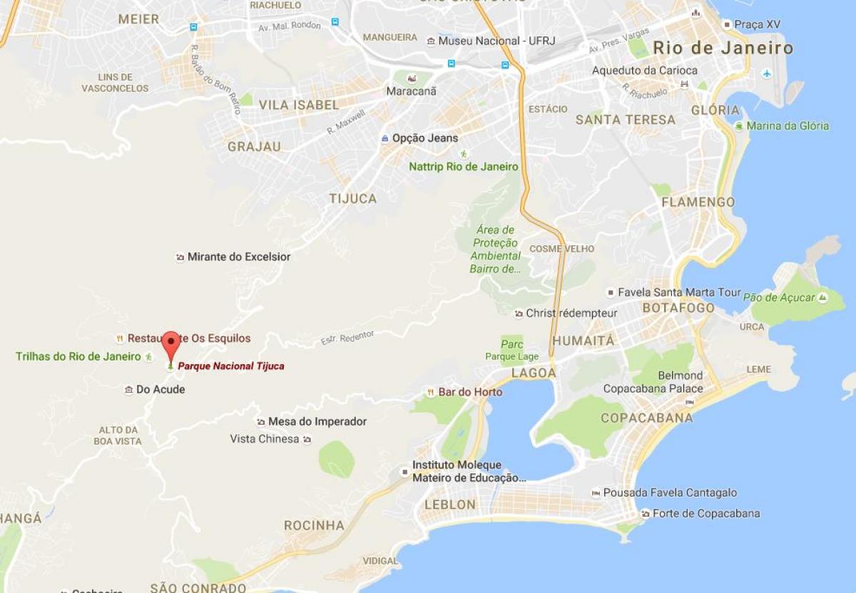 Mappa di parco nazionale di Tijuca
