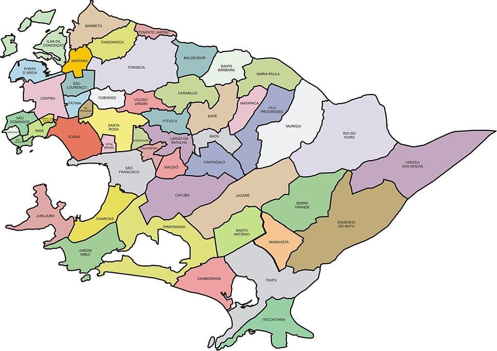La mappa dei Quartieri Niterói
