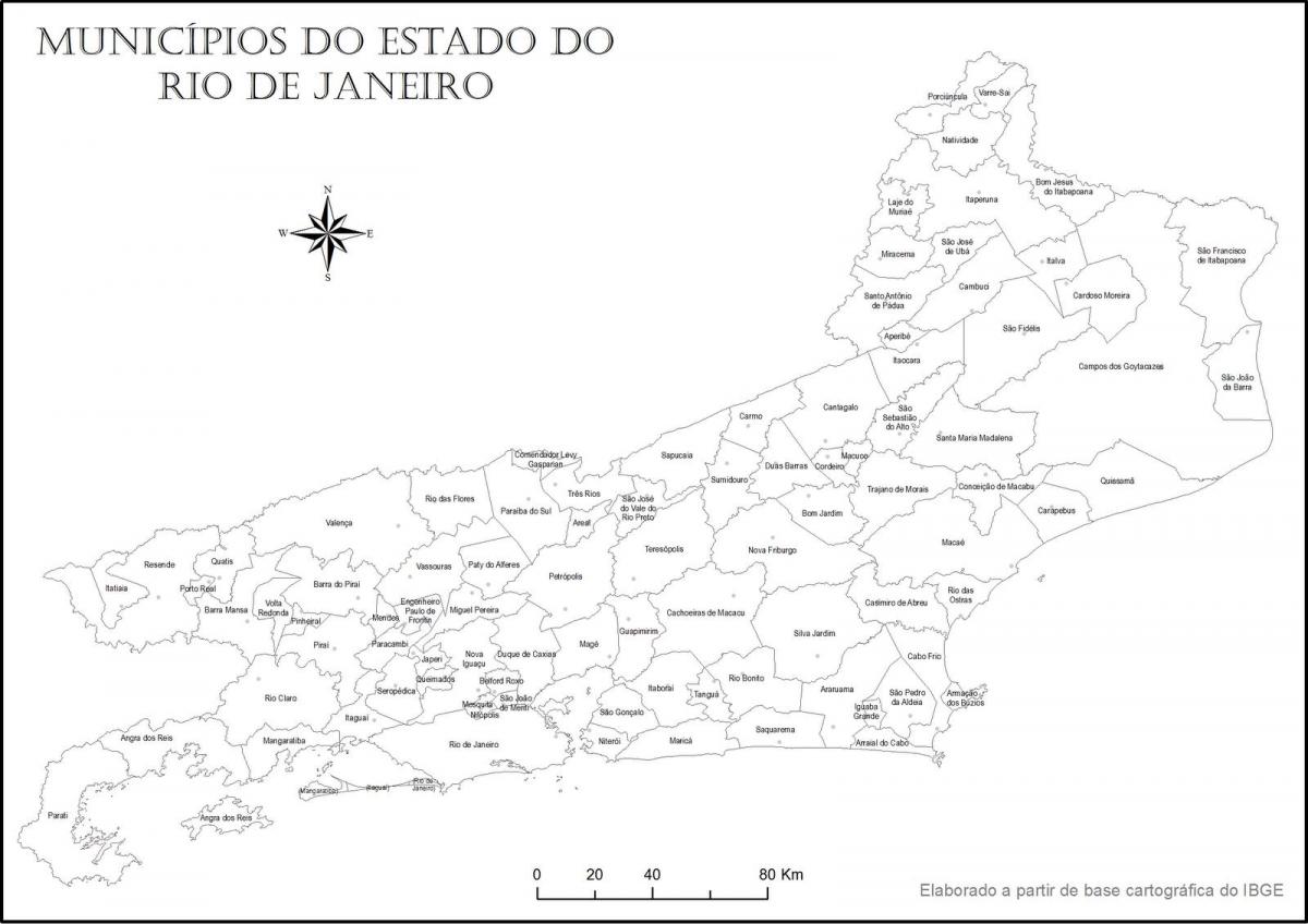 Mappa di Rio de Janeiro in bianco e nero