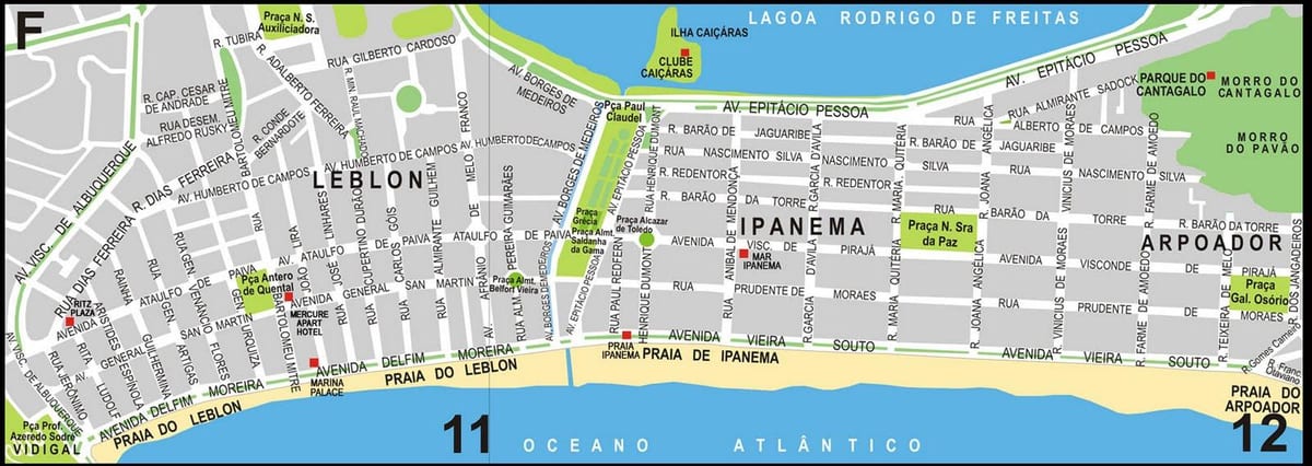 Mappa della spiaggia di Ipanema
