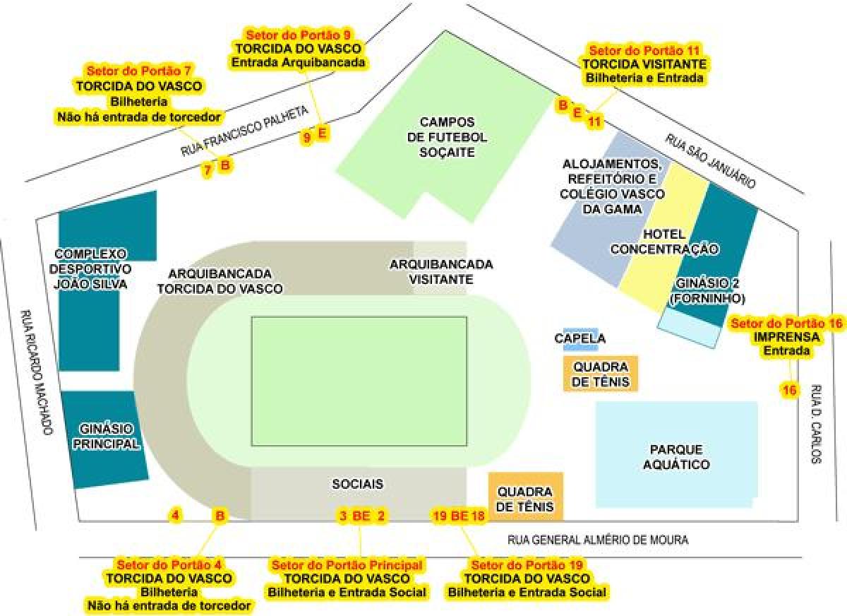 Mappa dello stadio di São Januário